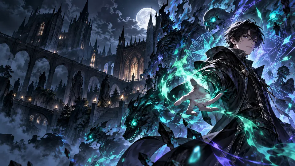 AI-generated Necromancer Academy and the Genius Summoner manhwa translate AI hero image for Nayovi OCR translation.