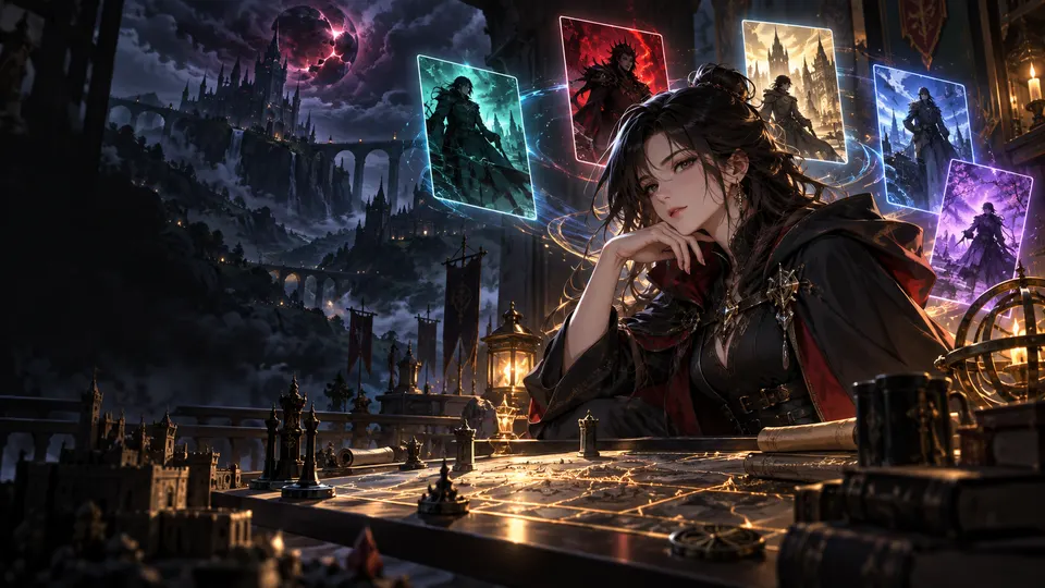 AI-generated Strategy, Villains, and Fantasy Variety manhwa translate AI hero image for Nayovi OCR translation.