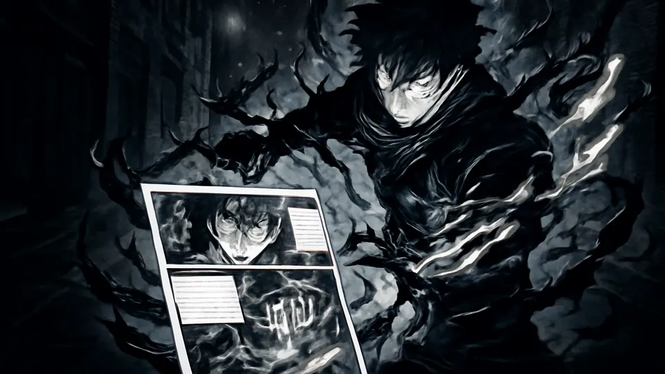 AI-generated Jujutsu Kaisen manga translate IA hero image for TachiyomiAT OCR translation.