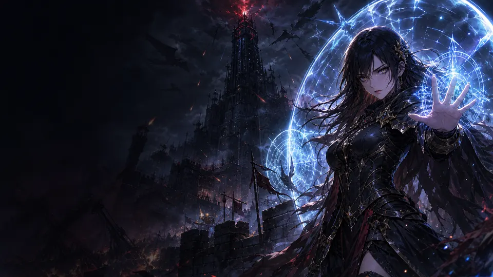 AI-generated Tyrant of the Tower Defense Game manhwa translate AI hero image for Nayovi OCR translation.